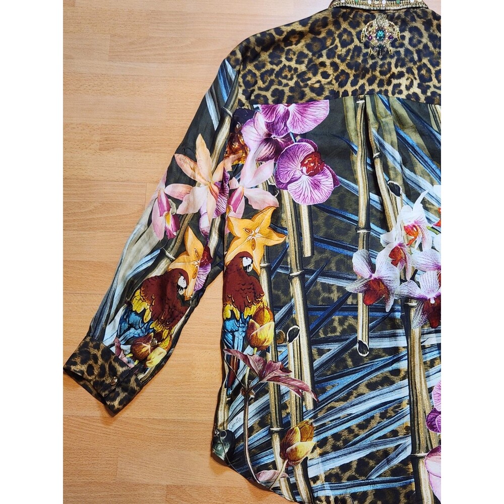 Women's Camilla Silk Passport To Paradise Multicolor Oversized Blouse Size Small - Picture 12 of 16
